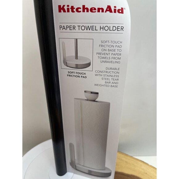KitchenAid White Paper Towel Holder With Soft-Touch Friction Pad & Weighted base - Picture 7 of 8